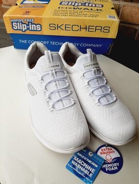 Skechers Off White Slip-ins Memory Foam Sneakers